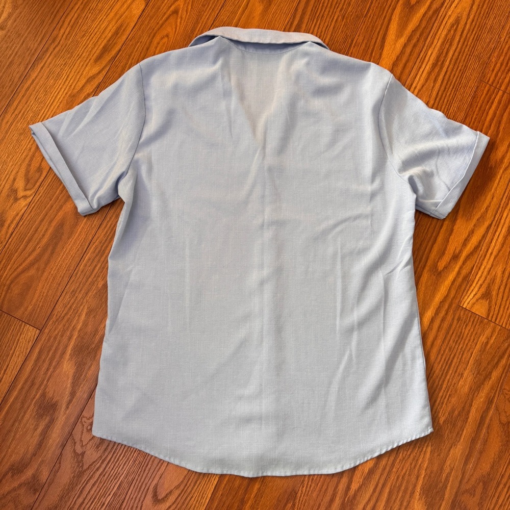 COOFANDY Mens Short Sleeve Linen Blend Button Down Shirt Light Blue Size M - Picture 6 of 7